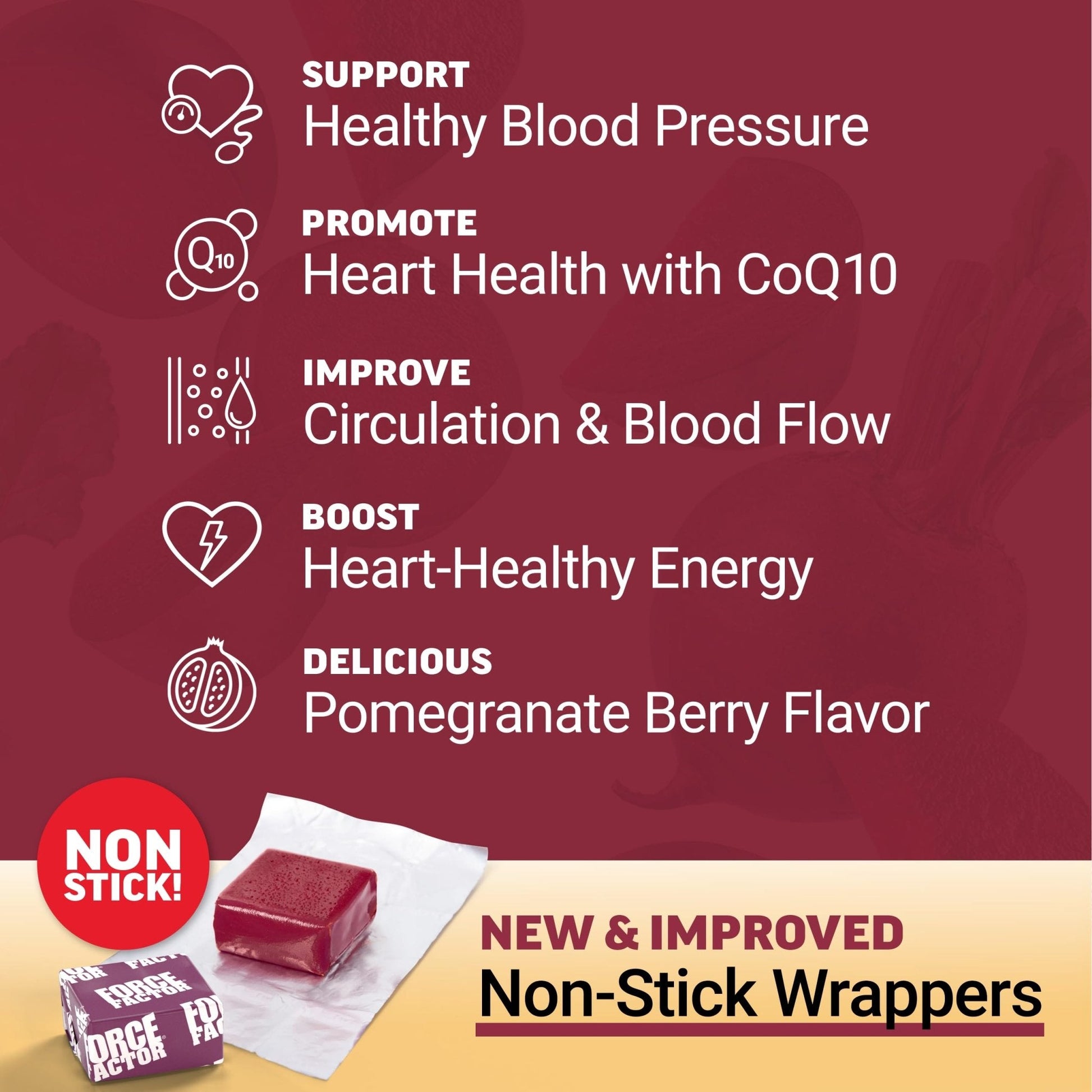 Force Factor Total Beets Ultimate Heart Health Chews for Blood Pressure Support, with Beetroot Powder, CoQ10, B Vitamins & Grapeseed Extract for Blood Flow - PrimeBioHealth - canada supplements