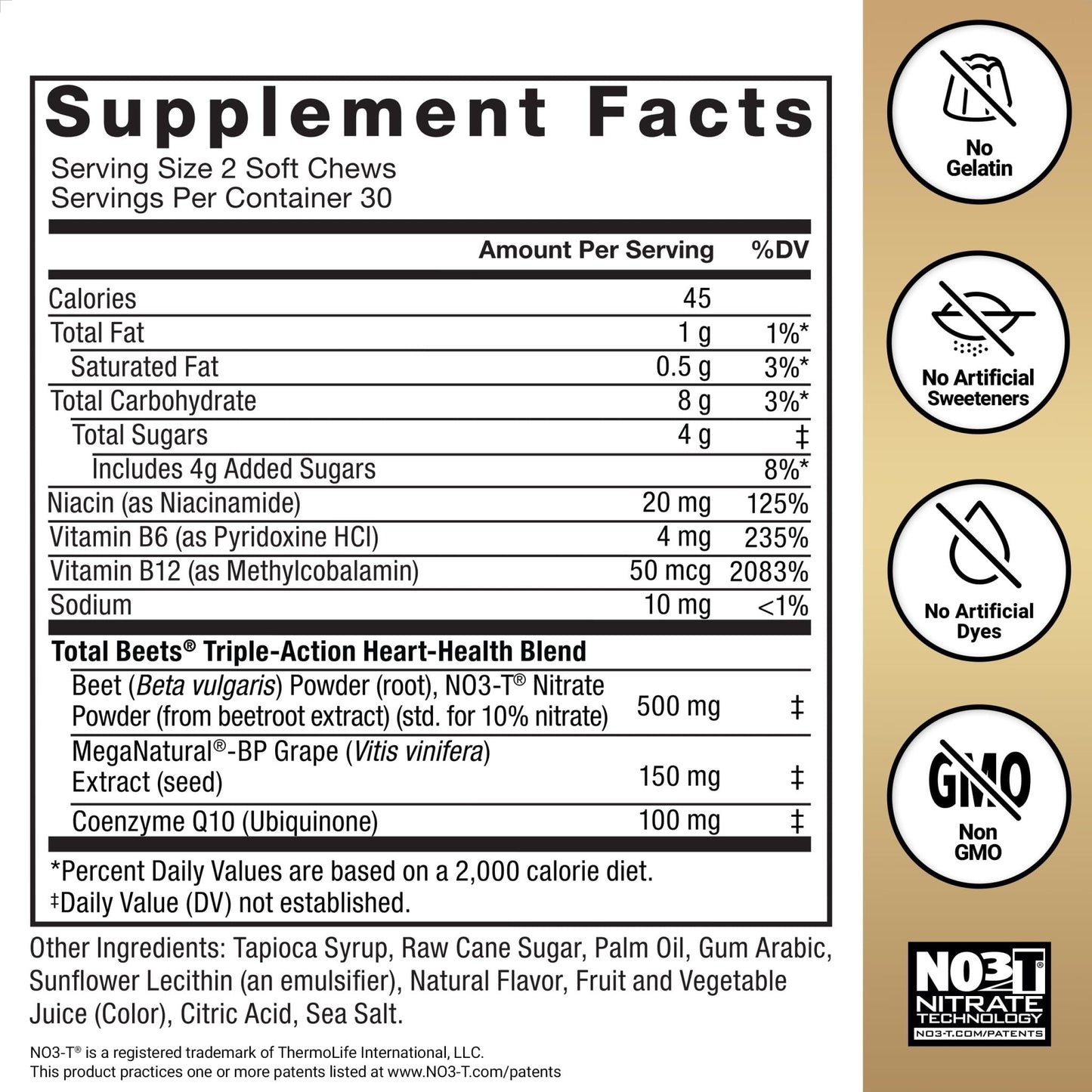 Force Factor Total Beets Ultimate Heart Health Chews for Blood Pressure Support, with Beetroot Powder, CoQ10, B Vitamins & Grapeseed Extract for Blood Flow - PrimeBioHealth - canada supplements