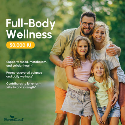ForestLeaf Vitamin D3 50,000 IU | VIT D - Kosher VIT D3 Vitamin D Supplement for Women and Men | Bone Health, Teeth, Immune Support - PrimeBioHealth - canada supplements