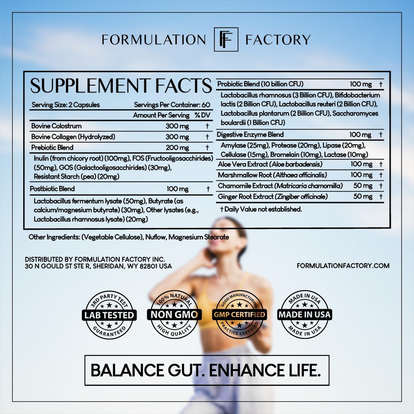 Formulation Factory Probiotics for Women & Men - Gut Intellect 10-in-1 Digestive Enzymes with Prebiotics and Postbiotics - Total Gut Health Supplement - PrimeBioHealth - canada supplements