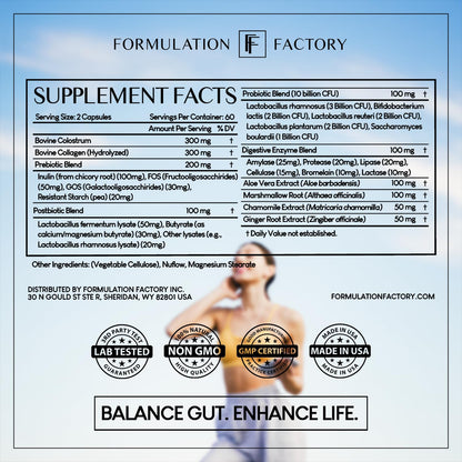 Formulation Factory Probiotics for Women & Men - Gut Intellect 10-in-1 Digestive Enzymes with Prebiotics and Postbiotics - Total Gut Health Supplement - PrimeBioHealth - canada supplements