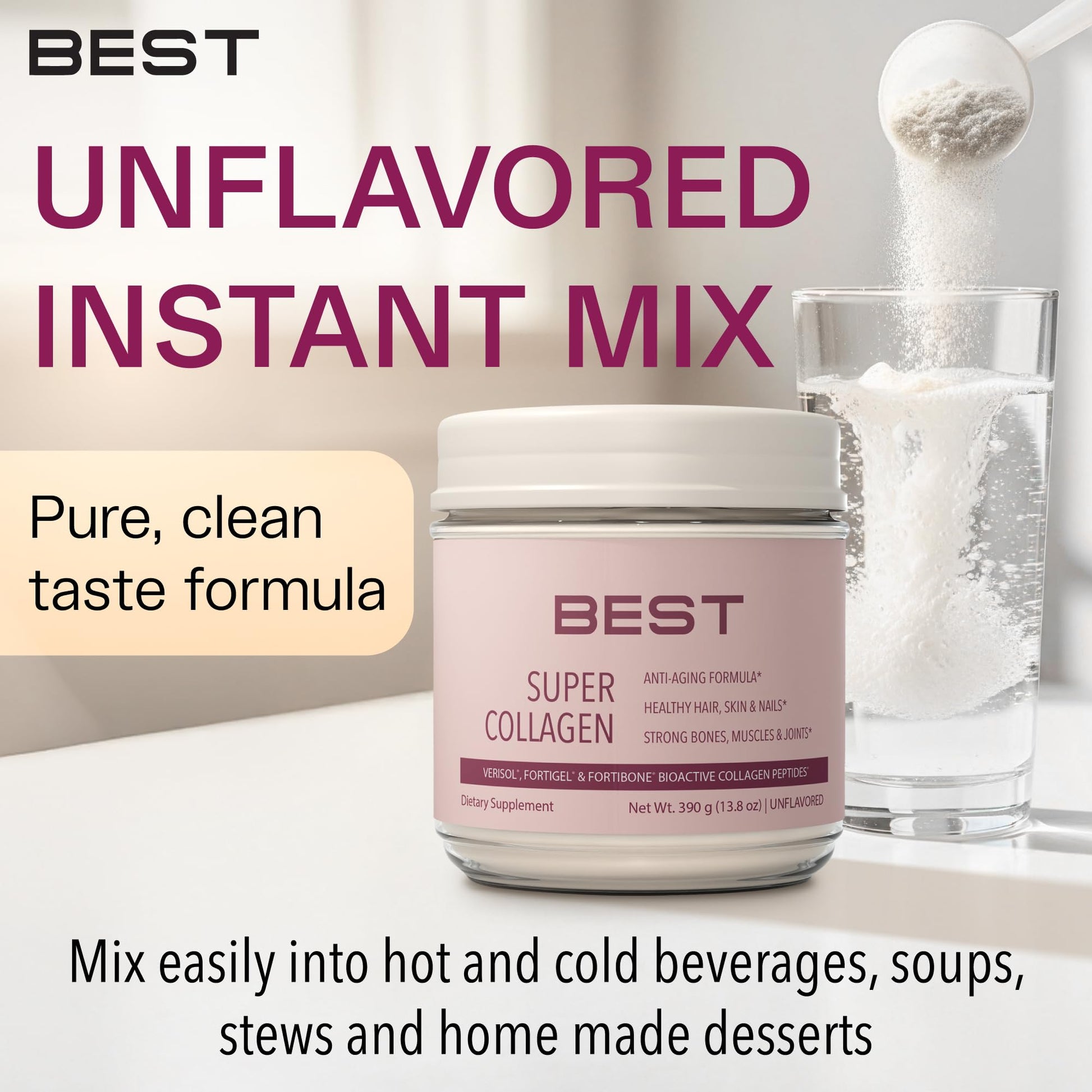FORTIBONE® Collagen - 3 Clinically-Supported Bioactive Collagen Peptides with FORTIBONE®, FORTIGEL®, VERISOL® Unflavored Collagen for Women - Reduce Wrinkles, - PrimeBioHealth - canada supplements