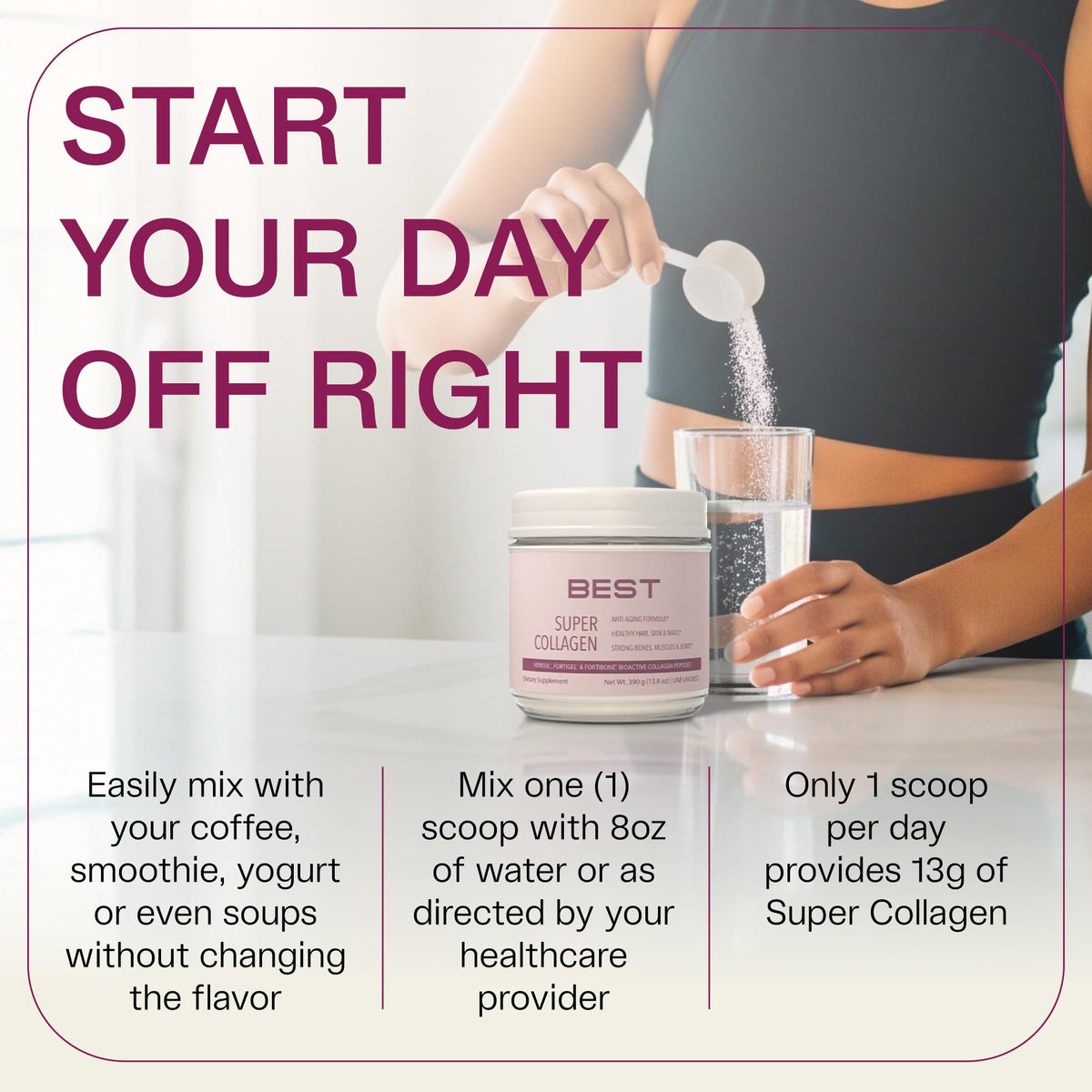 FORTIBONE® Collagen - 3 Clinically-Supported Bioactive Collagen Peptides with FORTIBONE®, FORTIGEL®, VERISOL® Unflavored Collagen for Women - Reduce Wrinkles, - PrimeBioHealth - canada supplements