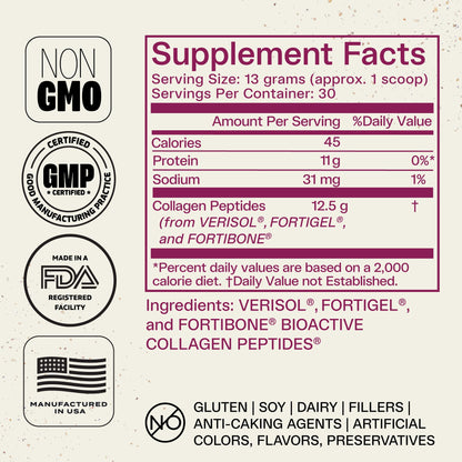 FORTIBONE® Collagen - 3 Clinically-Supported Bioactive Collagen Peptides with FORTIBONE®, FORTIGEL®, VERISOL® Unflavored Collagen for Women - Reduce Wrinkles, - PrimeBioHealth - canada supplements