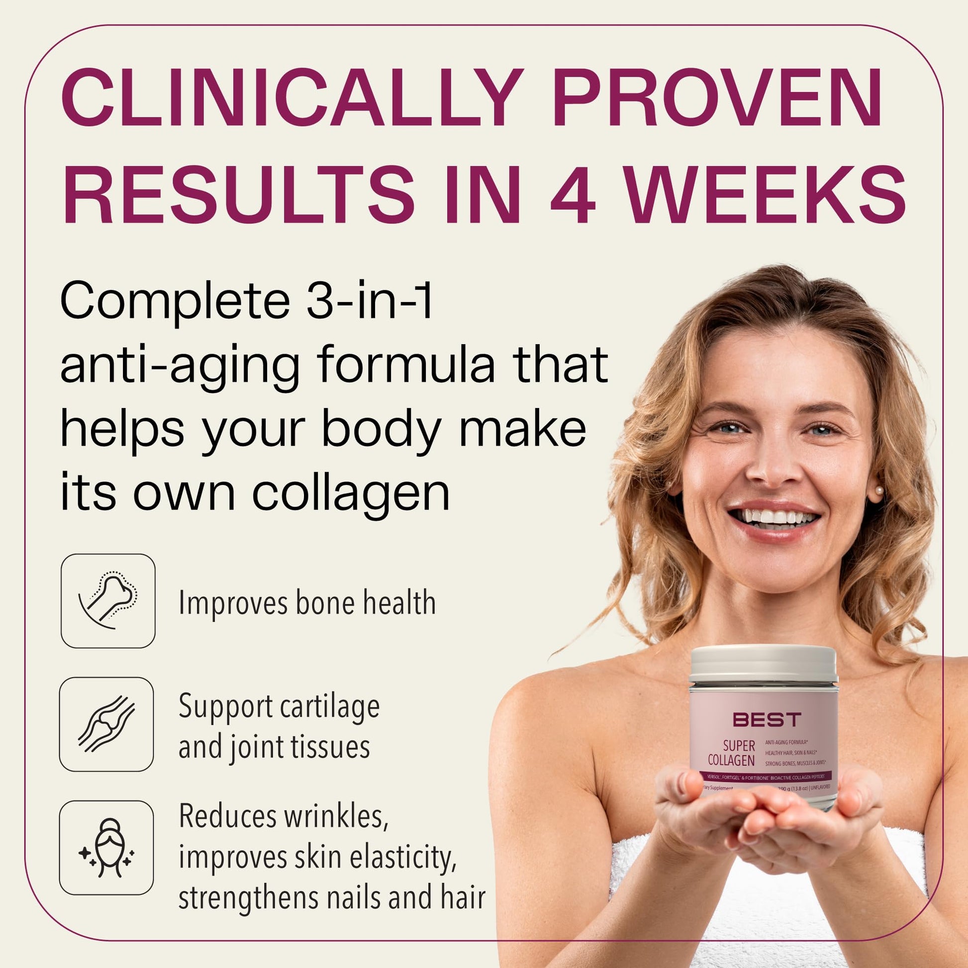 FORTIBONE® Collagen - 3 Clinically-Supported Bioactive Collagen Peptides with FORTIBONE®, FORTIGEL®, VERISOL® Unflavored Collagen for Women - Reduce Wrinkles, - PrimeBioHealth - canada supplements
