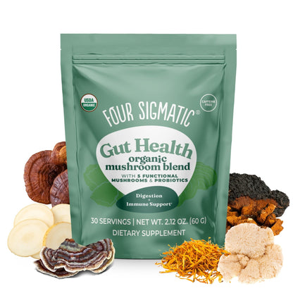Four Sigmatic Gut Health Mushroom Blend | Organic Mushroom Powder Complex with Turkey Tail, Lion’s Mane, Cordyceps, Chaga, Probiotics and More - PrimeBioHealth - canada supplements