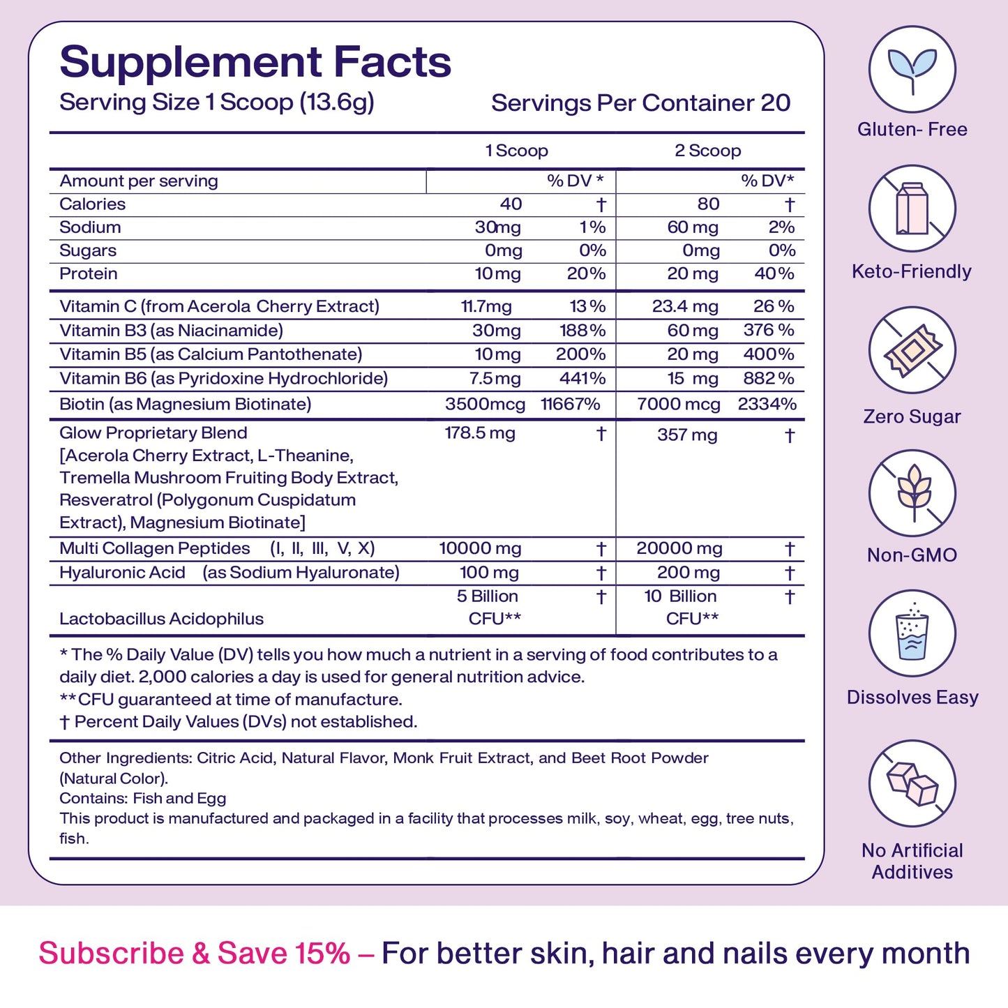 Fuel Multi Collagen Peptides Powder – 20g Hydrolyzed Collagen Types I, II, III, V & X – Hair, Skin, Nails & Joint Support – Keto & Gluten Free – Unflavored – 40 Servings (16.64oz) - PrimeBioHealth - canada supplements