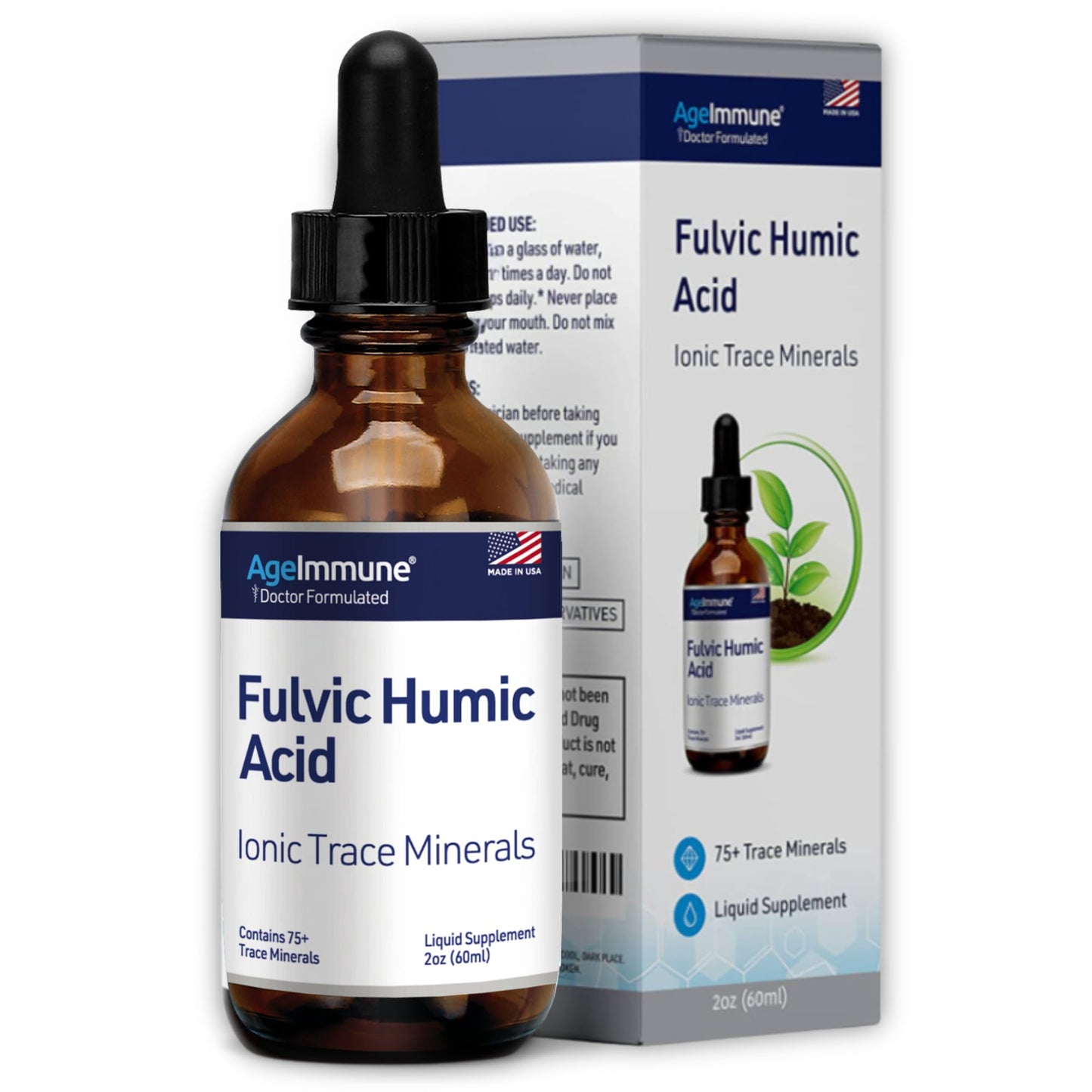 Fulvic Humic Acid 75 + Trace Minerals Liquid Supplement - Plant Derived in USA - Fulvic Acid Minerals Concentrate for Energy, Gut Health and Hydration - PrimeBioHealth - canada supplements
