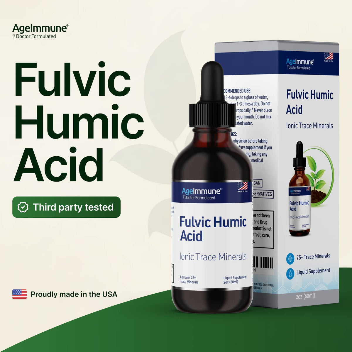 Fulvic Humic Acid 75 + Trace Minerals Liquid Supplement - Plant Derived in USA - Fulvic Acid Minerals Concentrate for Energy, Gut Health and Hydration - PrimeBioHealth - canada supplements