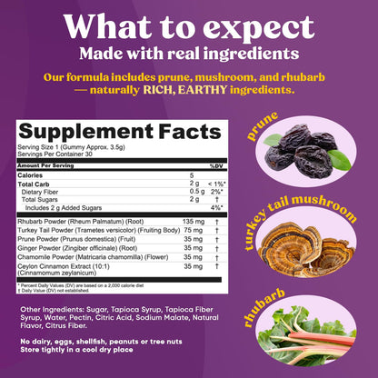 Fungiments Super Prune - Mushroom Supplement - Turkey Tail Mushrooms, Fiber, Rhubarb, Prunes, Ginger, Chamomile - Debloating, Constipation Relief - PrimeBioHealth - canada supplements