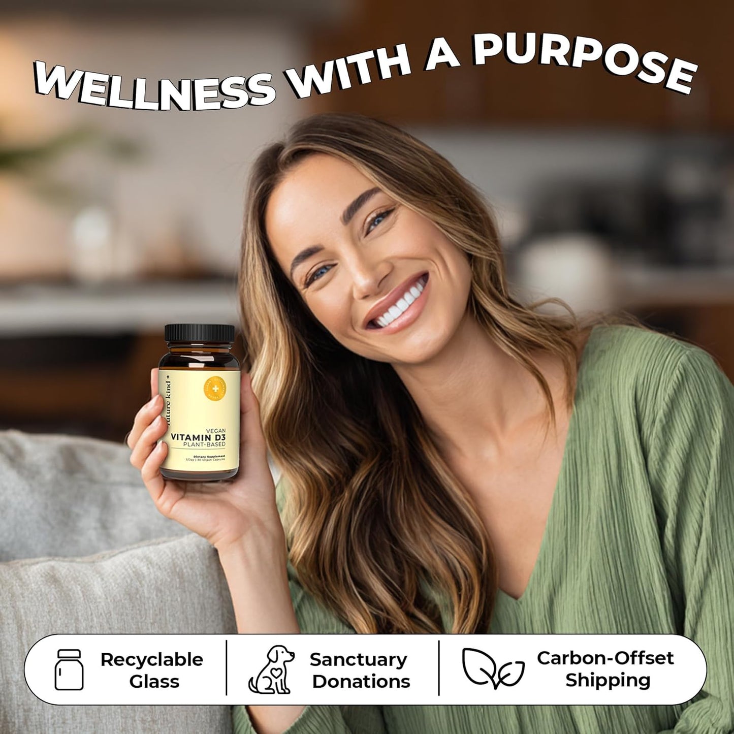 Future Kind Vitamin D3 2500 IU for Bone and Muscle Function, Vitamin D Vegan Supplement from Plant Lichen, Non-GMO, Sugar Free, Pure Vitamin D3, Promotes Natural Resilience, 30 Capsules - PrimeBioHealth - canada supplements