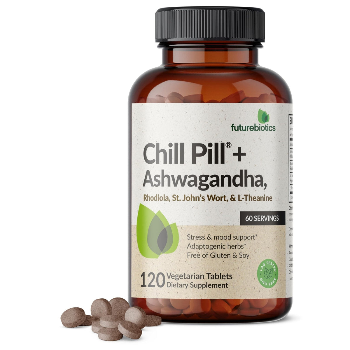 Futurebiotics Chill Pill + Ashwagandha, Rhodiola, St. John’s Wort, & L-Theanine - Non-GMO, 120 Vegetarian Tablets - PrimeBioHealth - canada supplements