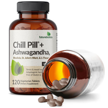 Futurebiotics Chill Pill + Ashwagandha, Rhodiola, St. John’s Wort, & L-Theanine - Non-GMO, 120 Vegetarian Tablets - PrimeBioHealth - canada supplements