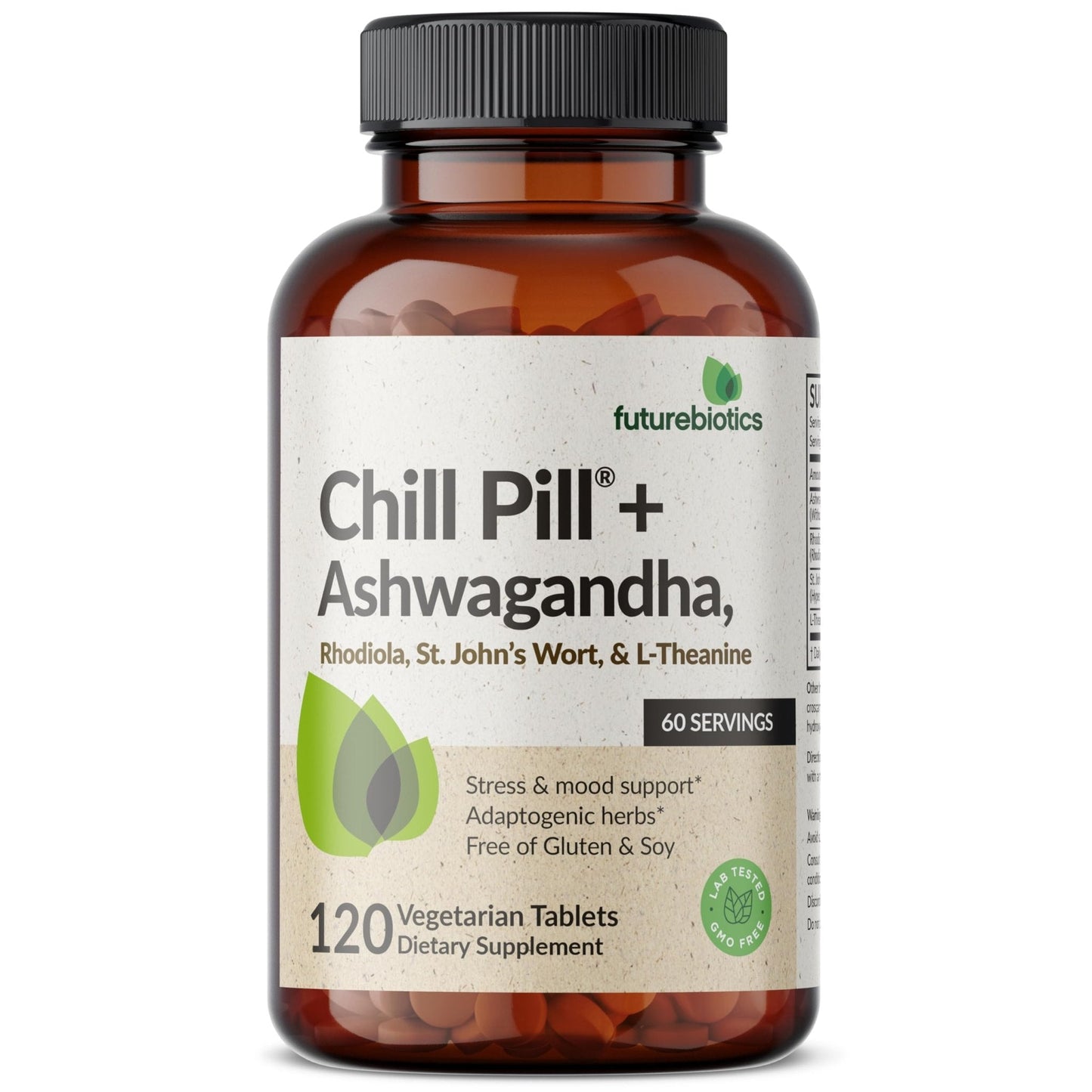Futurebiotics Chill Pill + Ashwagandha, Rhodiola, St. John’s Wort, & L-Theanine - Non-GMO, 120 Vegetarian Tablets - PrimeBioHealth - canada supplements