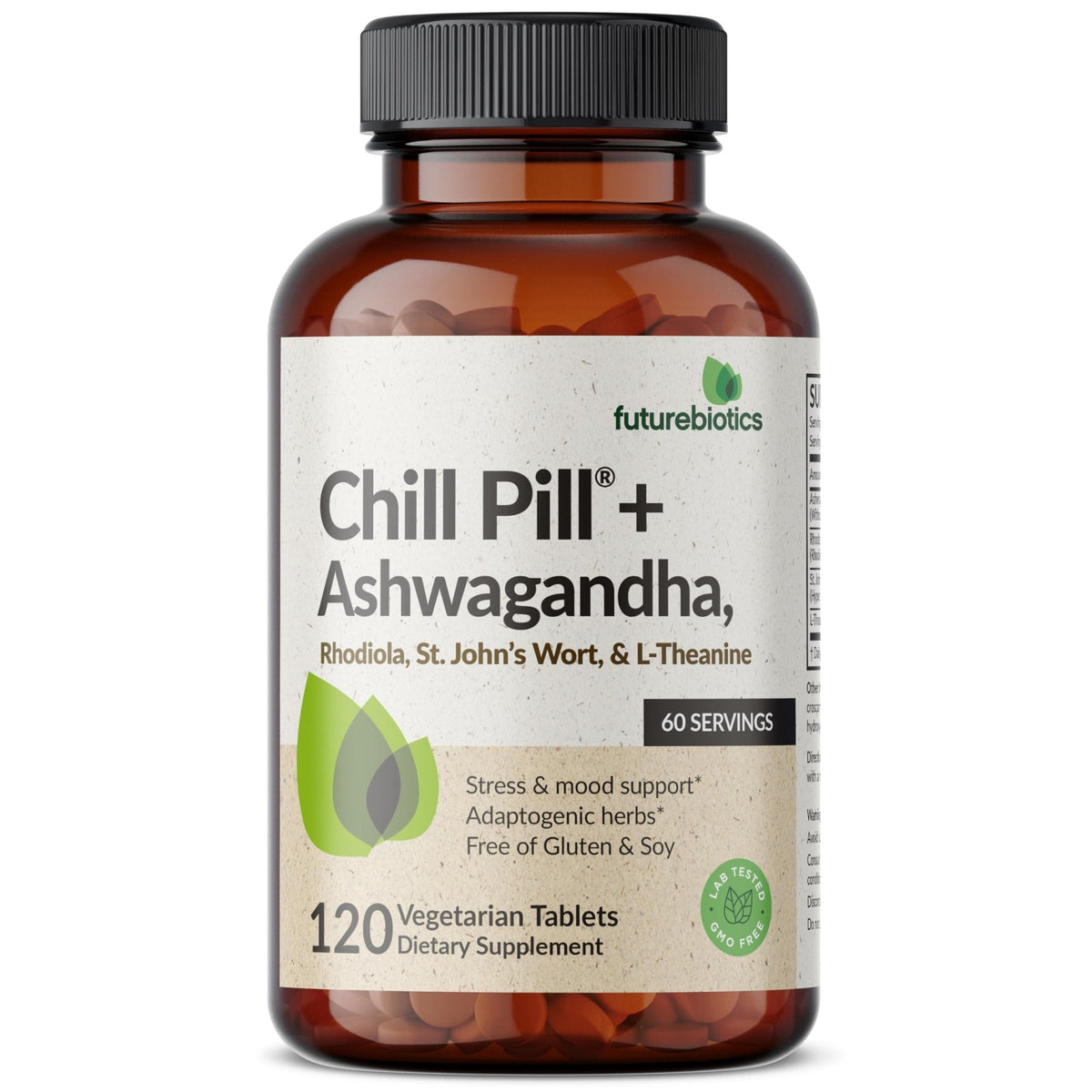 Futurebiotics Chill Pill + Ashwagandha, Rhodiola, St. John’s Wort, & L-Theanine - Non-GMO, 120 Vegetarian Tablets - PrimeBioHealth - canada supplements