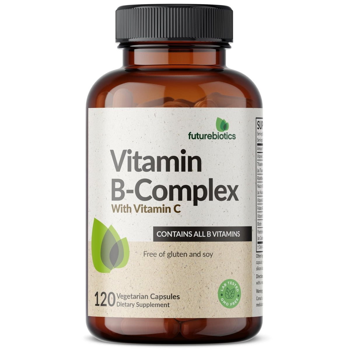 Futurebiotics Vitamin B Complex with Vitamin C Supports Energy Production, Nervous System & Immune Support - Non-GMO, 120 Vegetarian Capsules - PrimeBioHealth - canada supplements