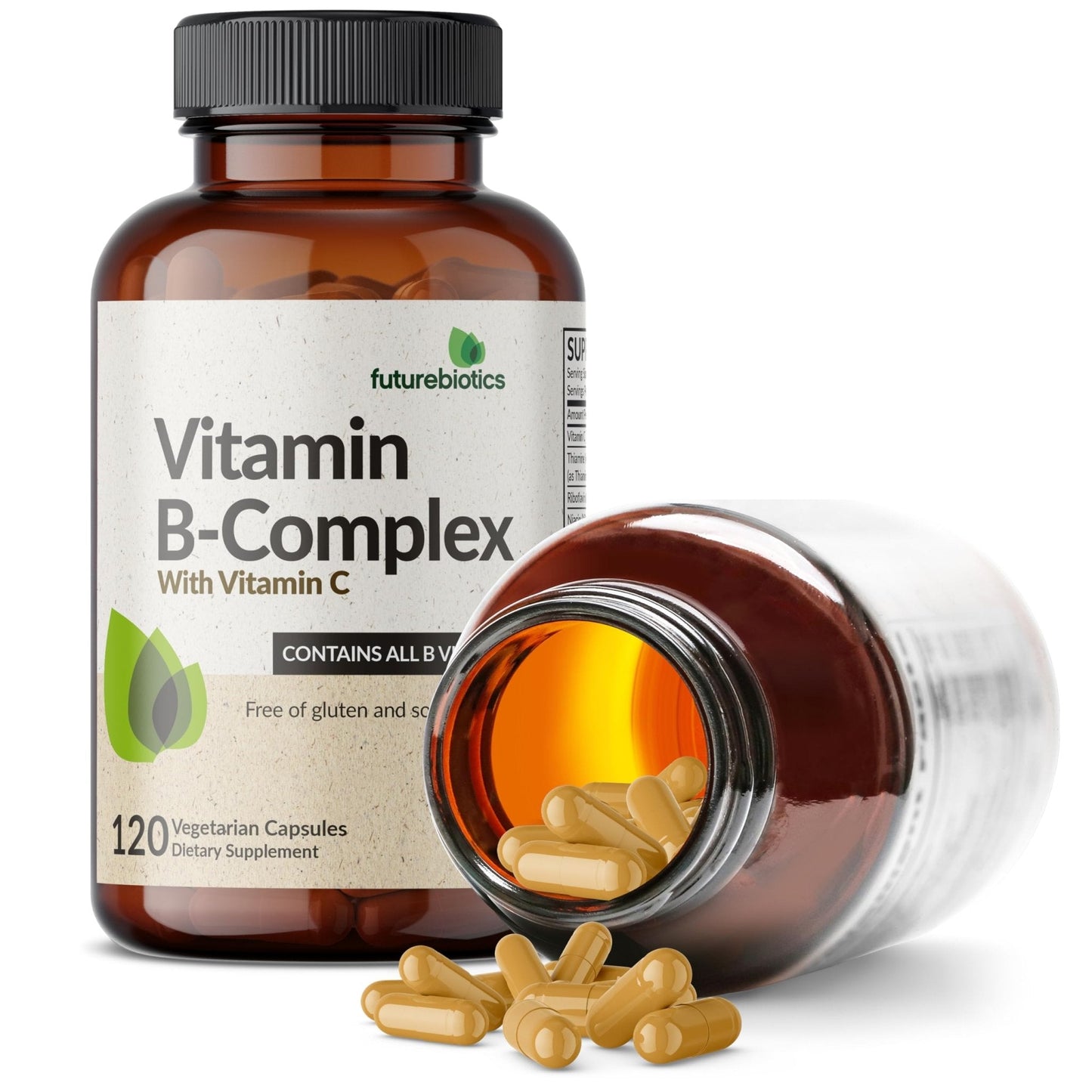 Futurebiotics Vitamin B Complex with Vitamin C Supports Energy Production, Nervous System & Immune Support - Non-GMO, 120 Vegetarian Capsules - PrimeBioHealth - canada supplements