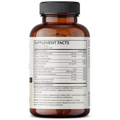 Futurebiotics Vitamin B Complex with Vitamin C Supports Energy Production, Nervous System & Immune Support - Non-GMO, 120 Vegetarian Capsules - PrimeBioHealth - canada supplements