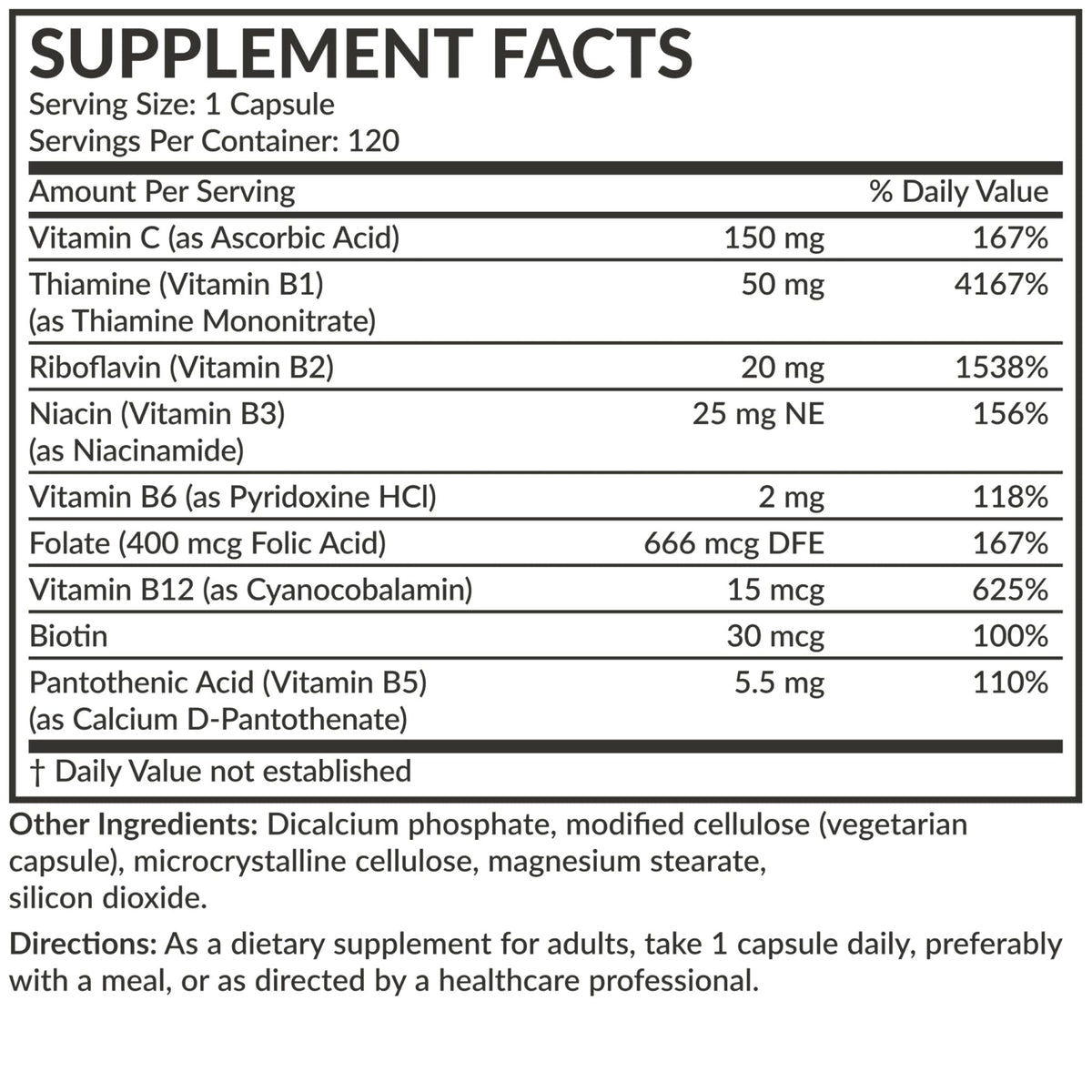 Futurebiotics Vitamin B Complex with Vitamin C Supports Energy Production, Nervous System & Immune Support - Non-GMO, 120 Vegetarian Capsules - PrimeBioHealth - canada supplements