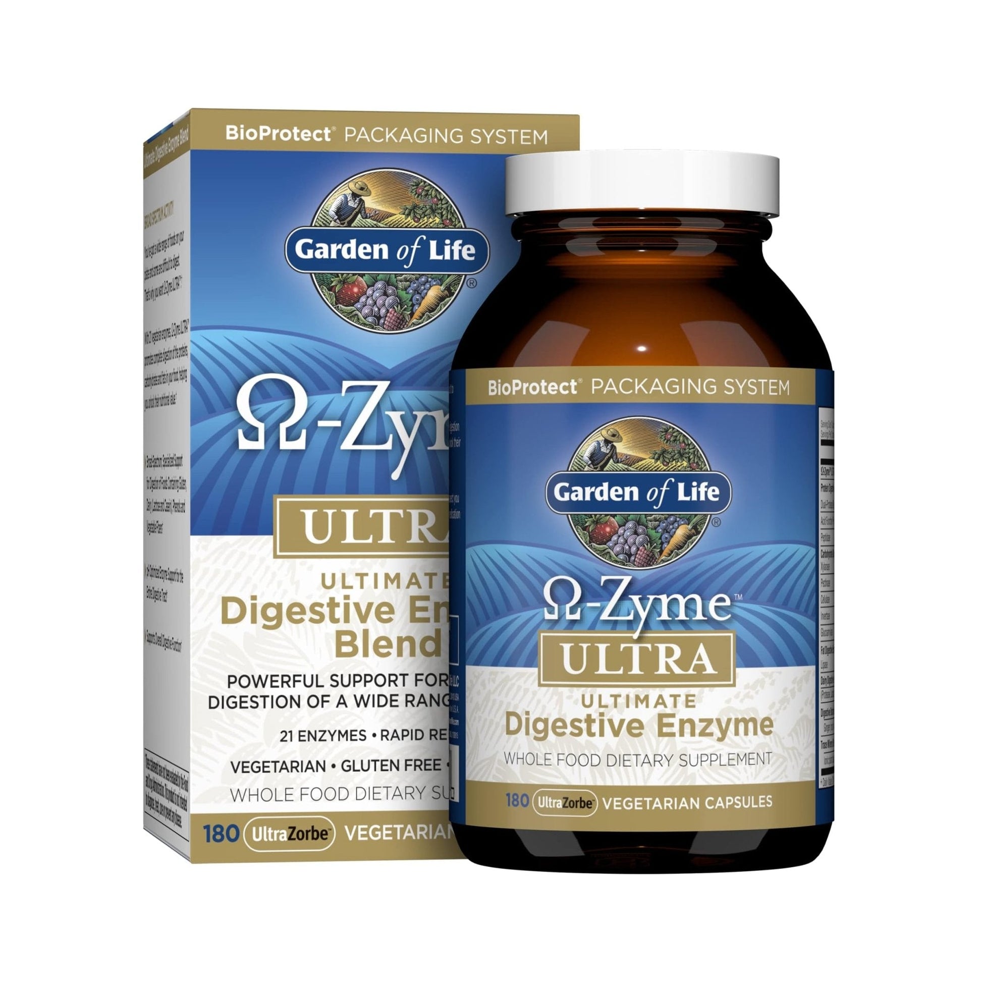 Garden of Life 21 Powerful Digestive Enzymes with Papain, Bromelain, Lipase, Ginger, Turmeric for Complete Digestion of Protein, Carbs & Fats – Omega-Zyme ULTRA, Gluten-Free, Vegetarian, 180 Capsules - PrimeBioHealth - canada supplements