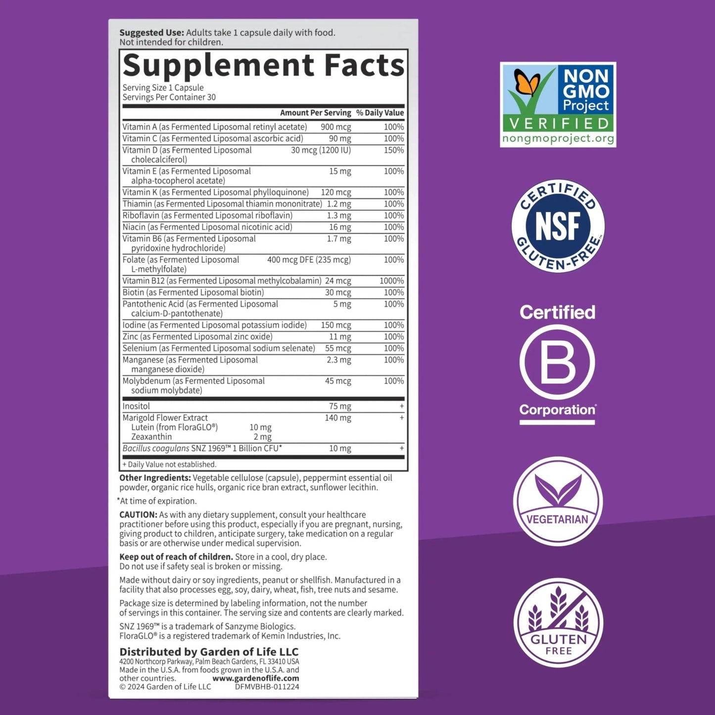 Garden of Life Dr Formulated Multi+ Brain Health, Fermented Liposomal Multivitamin + Lutein & Zeaxanthin, Vitamin D3 & Probiotics - PrimeBioHealth - canada supplements