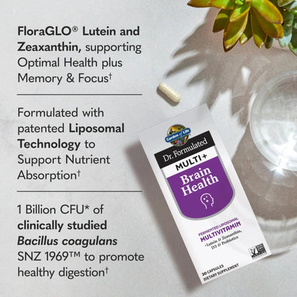 Garden of Life Dr Formulated Multi+ Brain Health, Fermented Liposomal Multivitamin + Lutein & Zeaxanthin, Vitamin D3 & Probiotics - PrimeBioHealth - canada supplements
