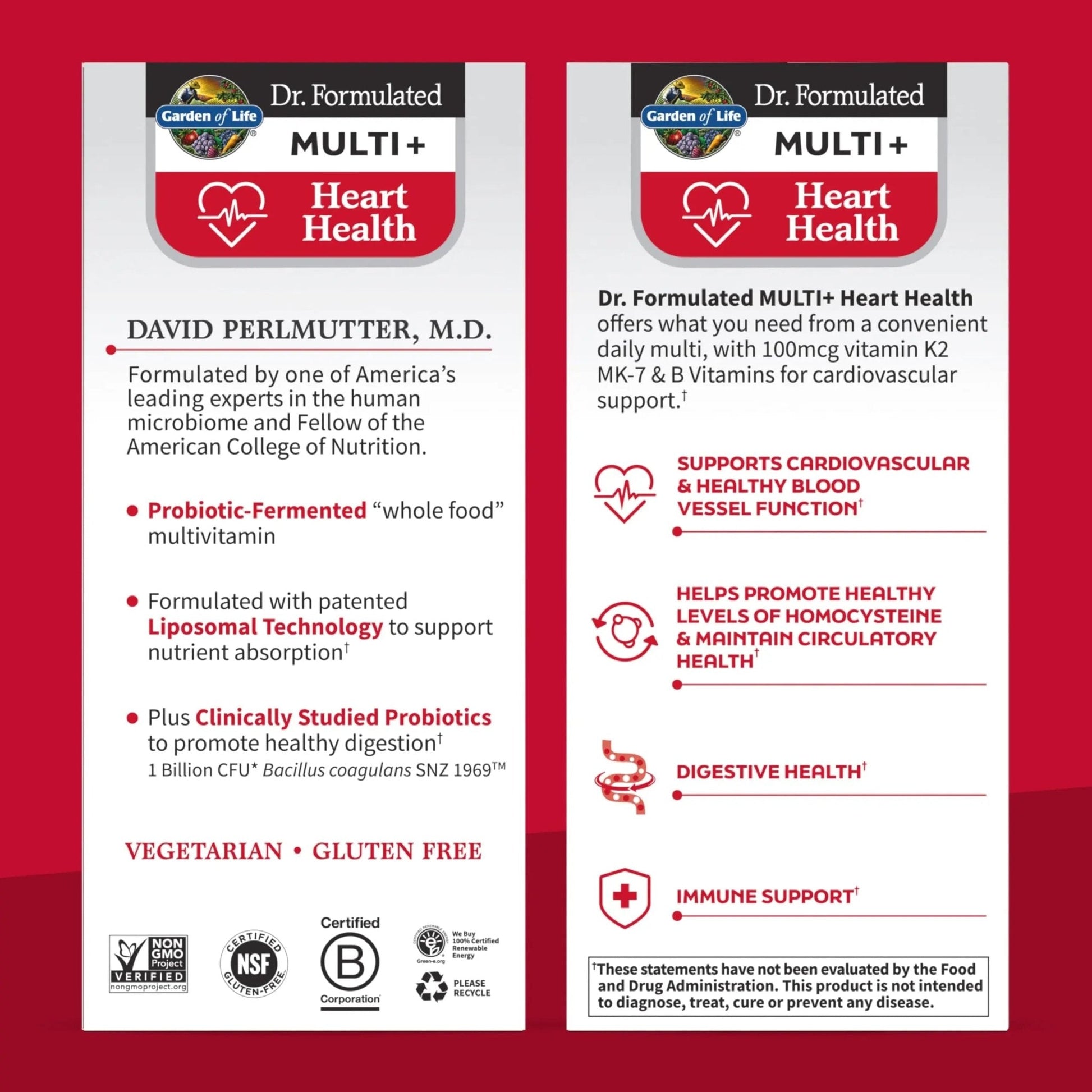 Garden of Life Dr. Formulated Multi+ Heart Health - Fermented Liposomal Multivitamin + Vitamin K2 MK-7, B Vitamins & Probiotics - PrimeBioHealth - canada supplements
