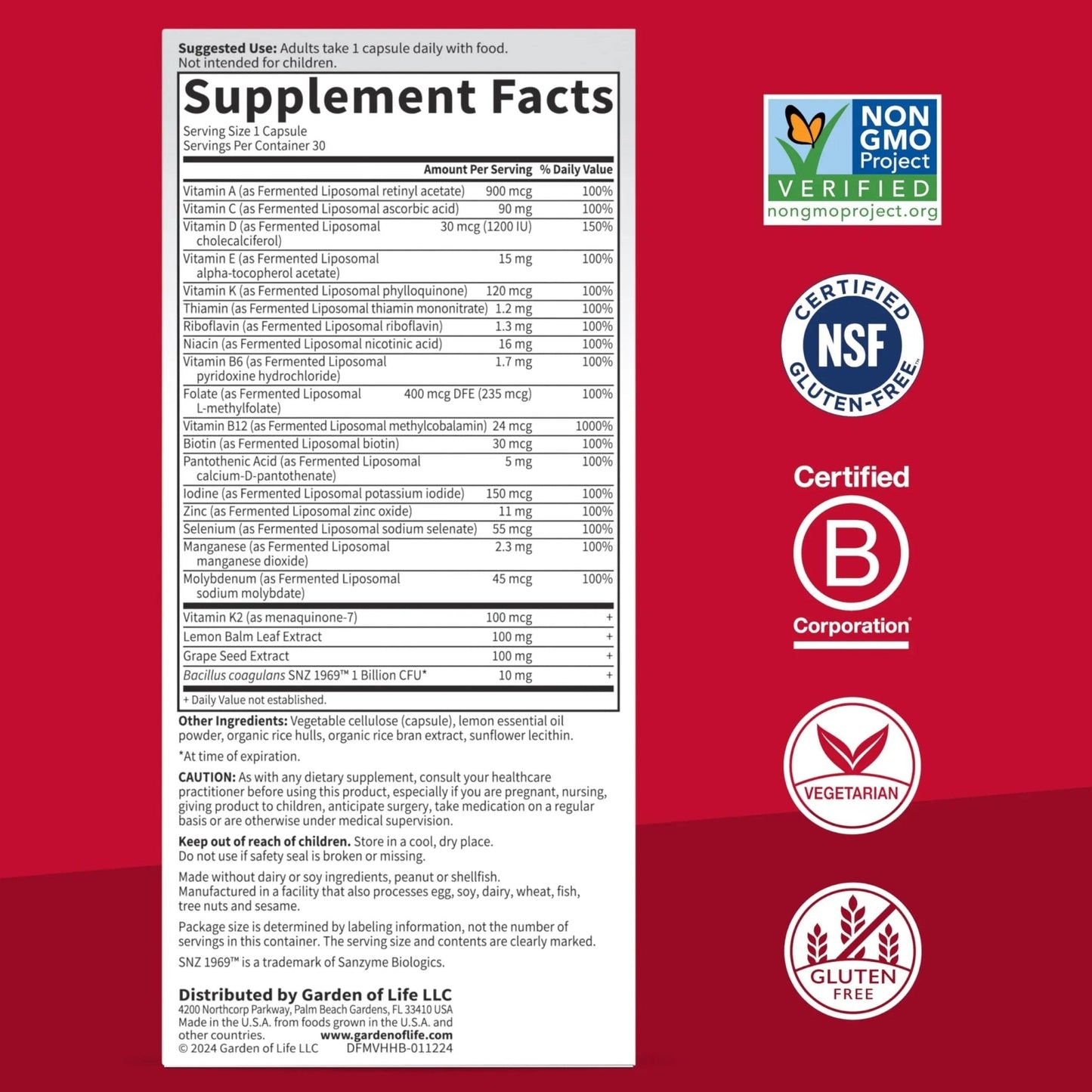 Garden of Life Dr. Formulated Multi+ Heart Health - Fermented Liposomal Multivitamin + Vitamin K2 MK-7, B Vitamins & Probiotics - PrimeBioHealth - canada supplements