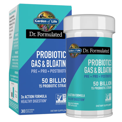 Garden of Life Dr. Formulated Pre, Post & Probiotics Gas & Bloating Once Daily 3-in-1 Complete Prebiotics, Postbiotics & Probiotics – 50 Billion CFU - PrimeBioHealth - canada supplements