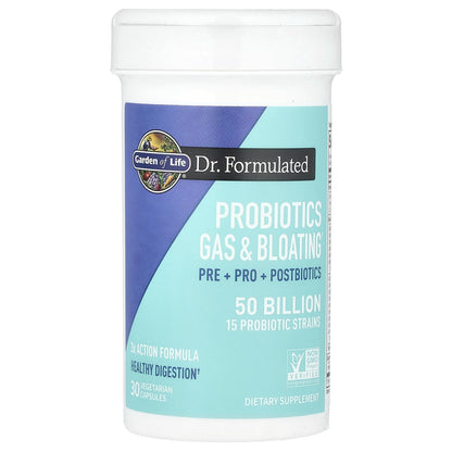 Garden of Life Dr. Formulated Pre, Post & Probiotics Gas & Bloating Once Daily 3-in-1 Complete Prebiotics, Postbiotics & Probiotics – 50 Billion CFU - PrimeBioHealth - canada supplements
