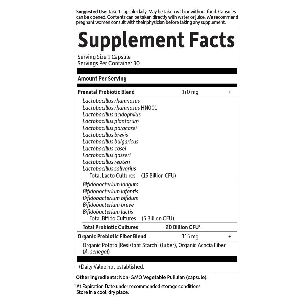 Garden of Life Dr. Formulated Probiotics Once Daily Prenatal - Acidophilus and Bifidobacteria Probiotic Support for Mom and Baby – Shelf Stable - Gluten, Dairy - PrimeBioHealth - canada supplements