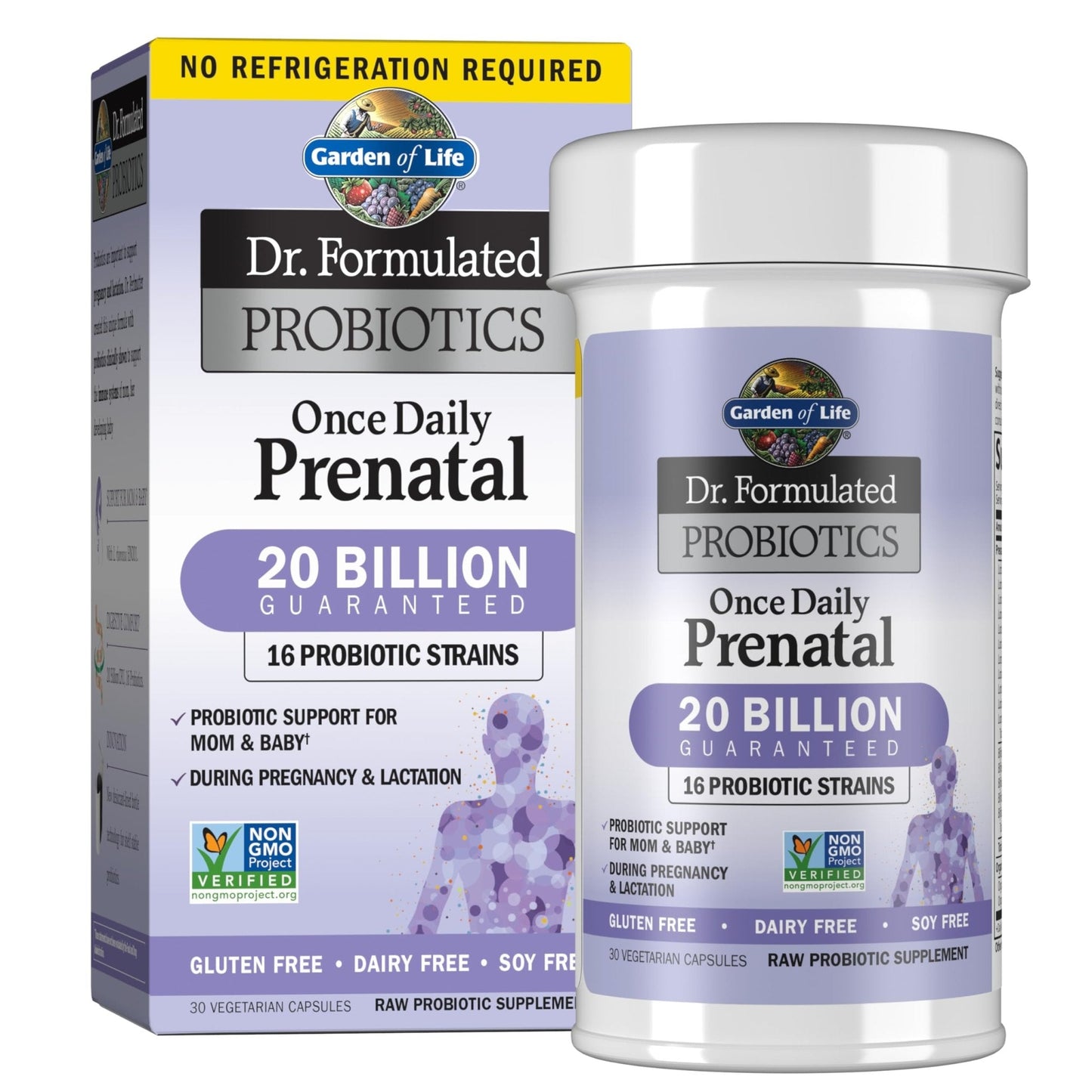 Garden of Life Dr. Formulated Probiotics Once Daily Prenatal - Acidophilus and Bifidobacteria Probiotic Support for Mom and Baby – Shelf Stable - Gluten, Dairy - PrimeBioHealth - canada supplements