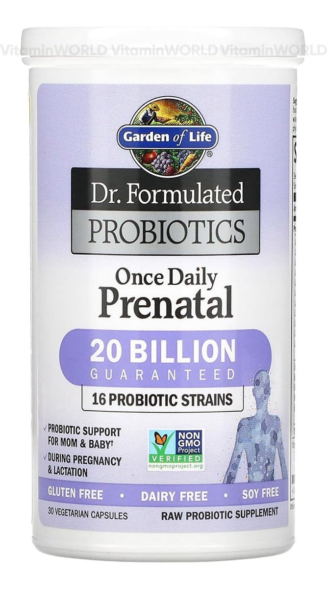 Garden of Life Dr. Formulated Probiotics Once Daily Prenatal - Acidophilus and Bifidobacteria Probiotic Support for Mom and Baby – Shelf Stable - Gluten, Dairy - PrimeBioHealth - canada supplements
