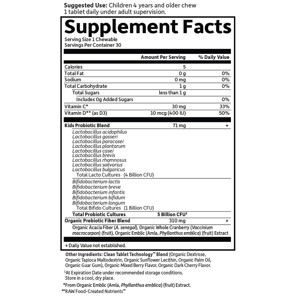 Garden of Life Dr. Formulated Probiotics Organic Kids+ plus Vitamin C & D - Berry Cherry - Gluten, Dairy & Soy Free Immune & Digestive Health Supplement - PrimeBioHealth - canada supplements
