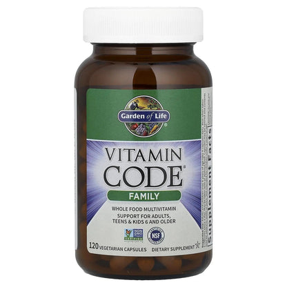 Garden of Life Multivitamin for Women, Men & Kids Age 6 and up, Vitamin Code Family Multi - 120 Vegetarian Capsules, Whole Food Vitamins - PrimeBioHealth - canada supplements