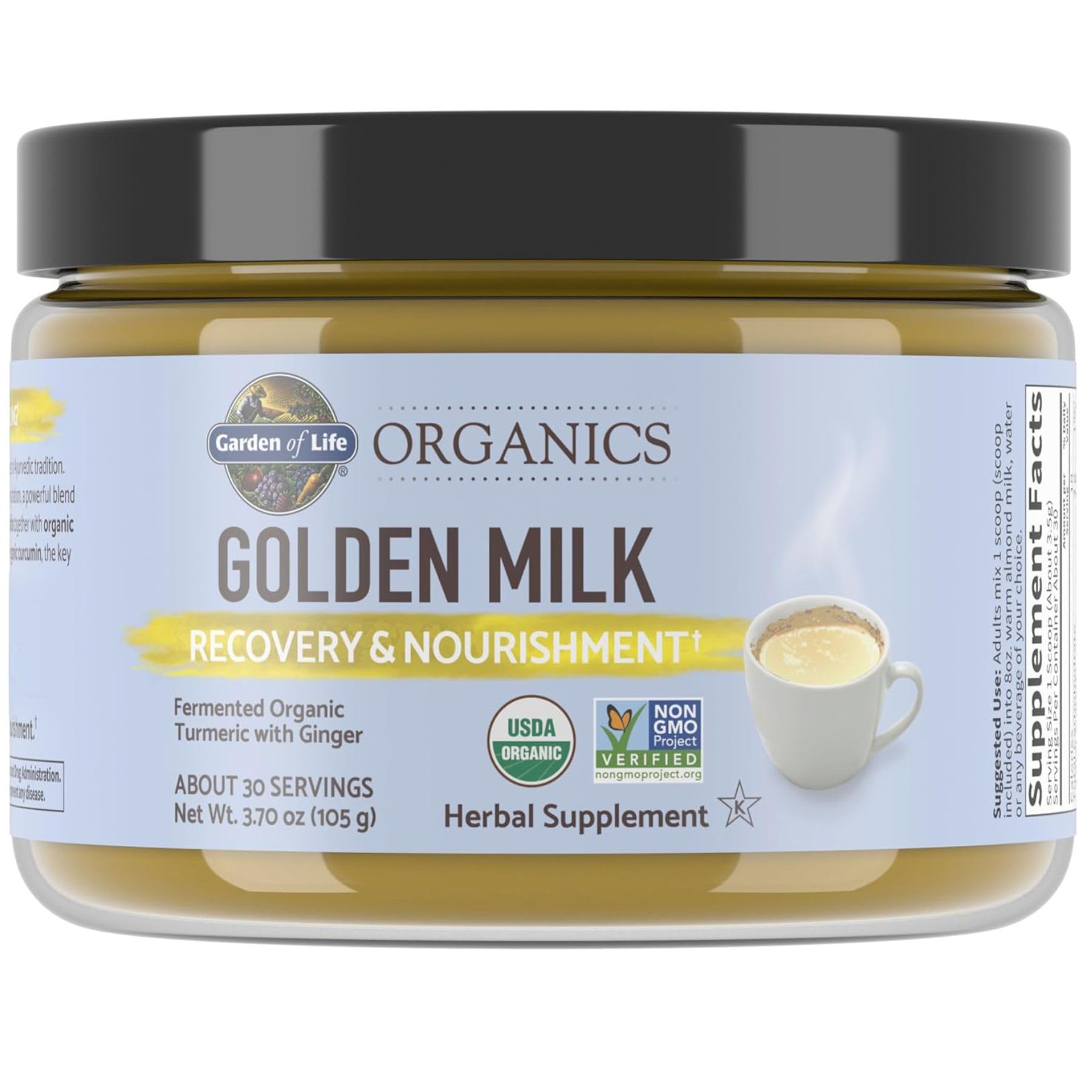 Garden of Life Organics Golden Milk Recovery & Nourishment Powder - 44mg Turmeric Curcumin (95% Curcuminoids), Ashwagandha - Organic Non-GMO Vegan & Gluten - PrimeBioHealth - canada supplements