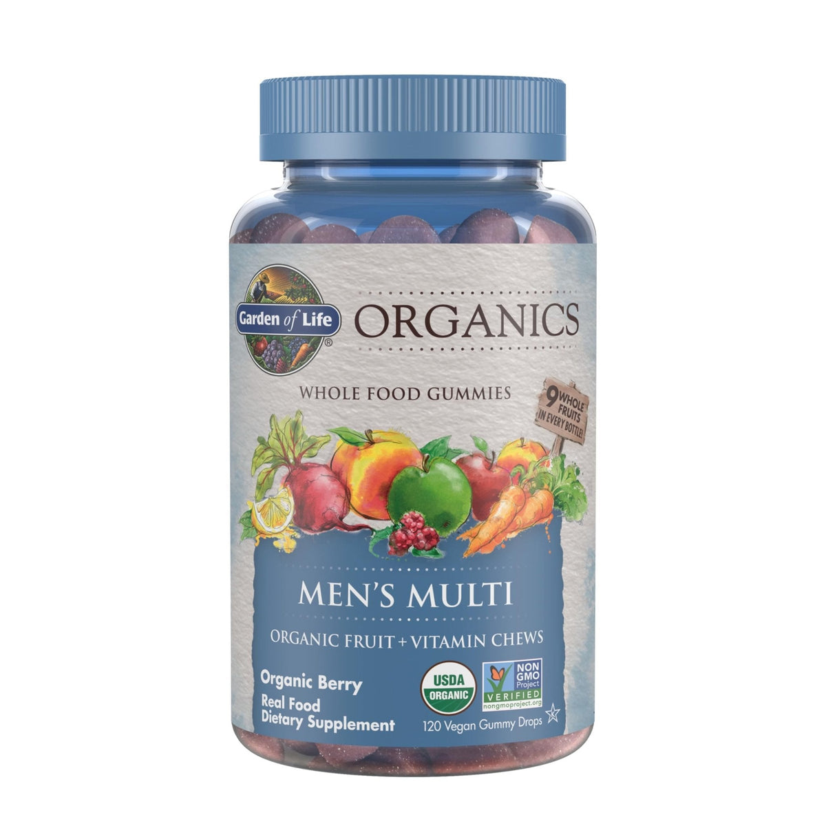 Garden of Life Organics Men's Gummy Vitamins - Berry - Certified Organic, Non-GMO, Vegan, Kosher Complete Multi - Methyl B12, C & D3 - Gluten - PrimeBioHealth - canada supplements