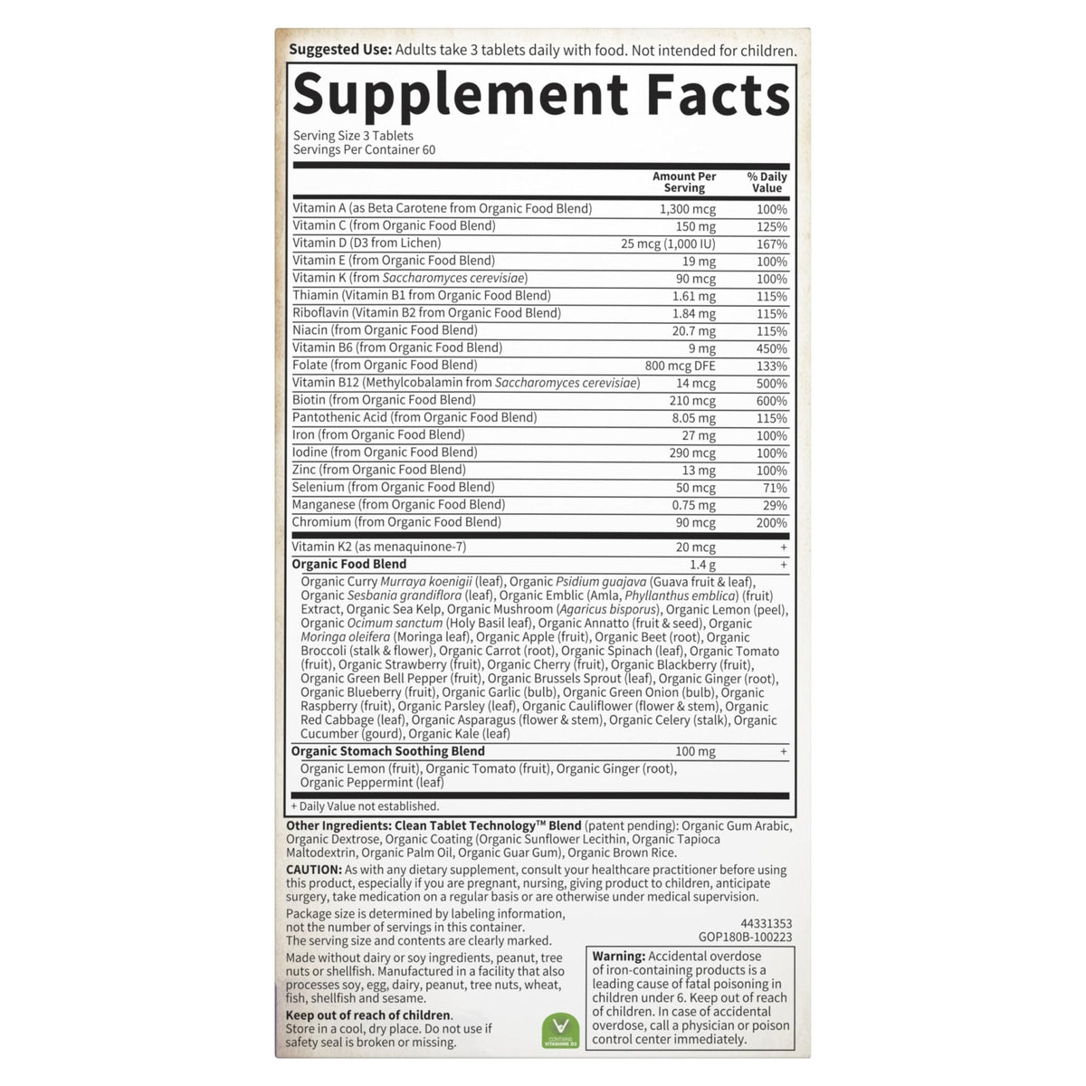 Garden of Life Organics Prenatal Multivitamin with Folate, B6, B12, D3 & Iron – Prenatal Vitamins for Women with Energy Metabolism Support for Healthy - PrimeBioHealth - canada supplements