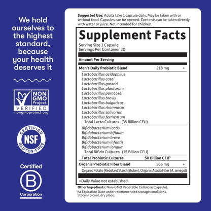 Garden of Life Probiotics for Men, Dr Formulated 50 Billion CFU 15 Probiotics for Digestive Health + Organic Prebiotic Fiber, Colon & Immune Support - PrimeBioHealth - canada supplements