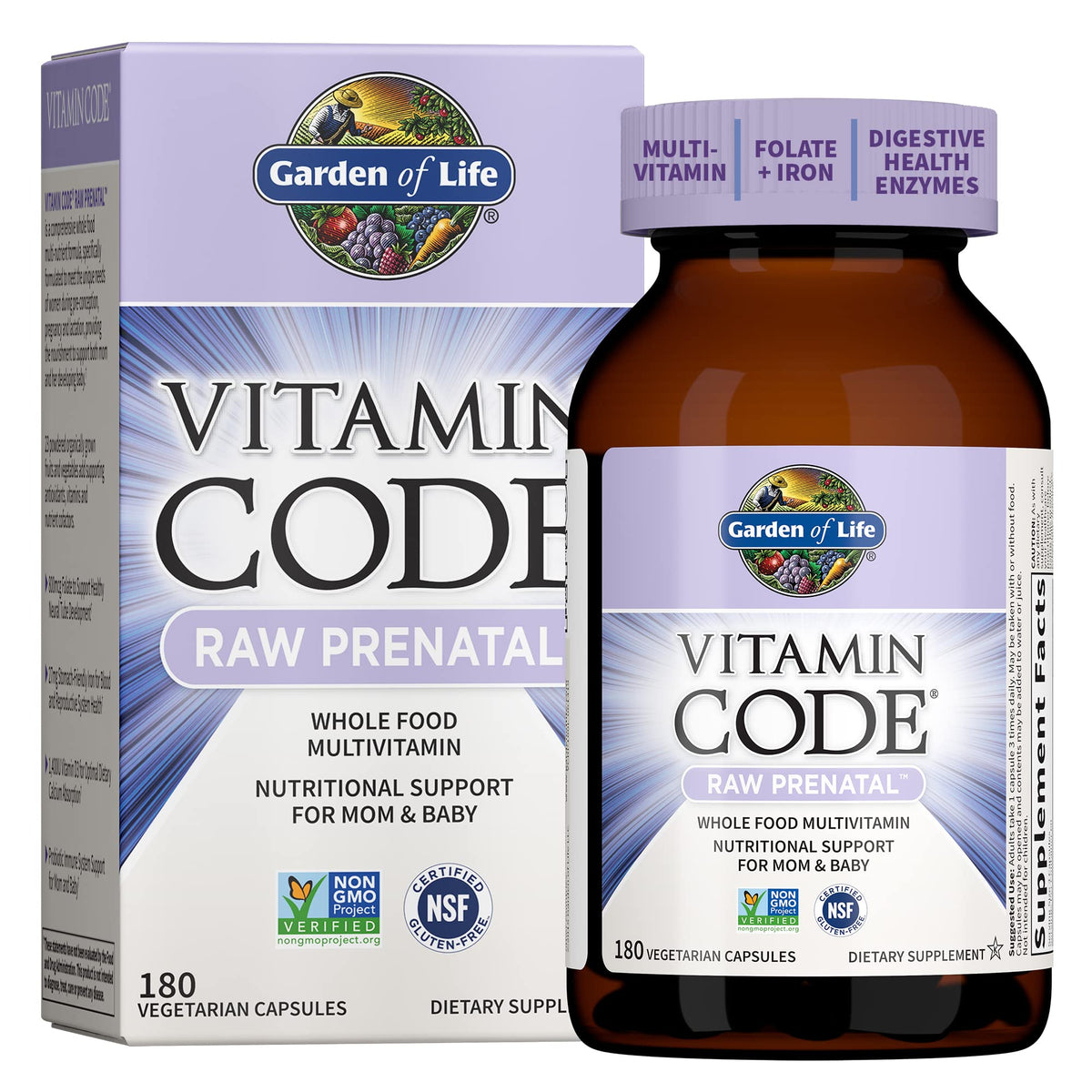 Garden Of Life, Raw Vitamin Code Prenatal, 180 Vegetarian Capsules - PrimeBioHealth - canada supplements