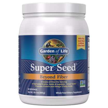 Garden of Life Super Seed - Vegetarian Whole Food Fiber Supplement with Protein and Omega 3, 5oz (600g) Powder - PrimeBioHealth - canada supplements