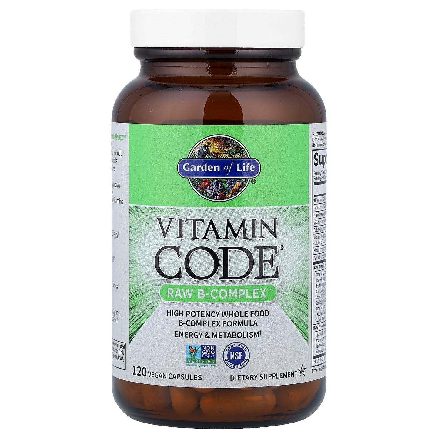 Garden of Life Vitamin B Complex, 120 Vegan Capsules, High Potency Vitamins for Energy & Metabolism with B6, Folate & B12 - PrimeBioHealth - canada supplements