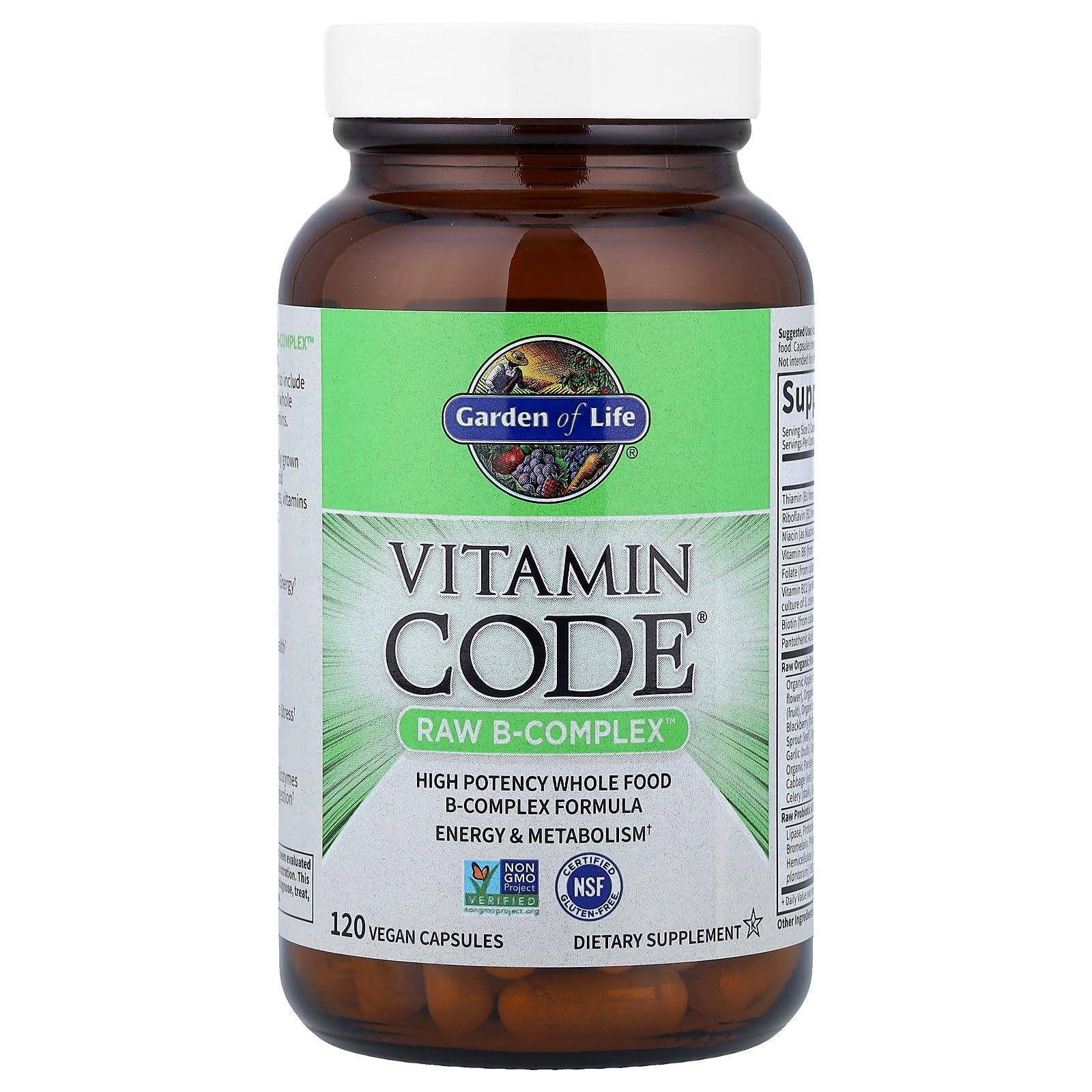 Garden of Life Vitamin B Complex, 120 Vegan Capsules, High Potency Vitamins for Energy & Metabolism with B6, Folate & B12 - PrimeBioHealth - canada supplements
