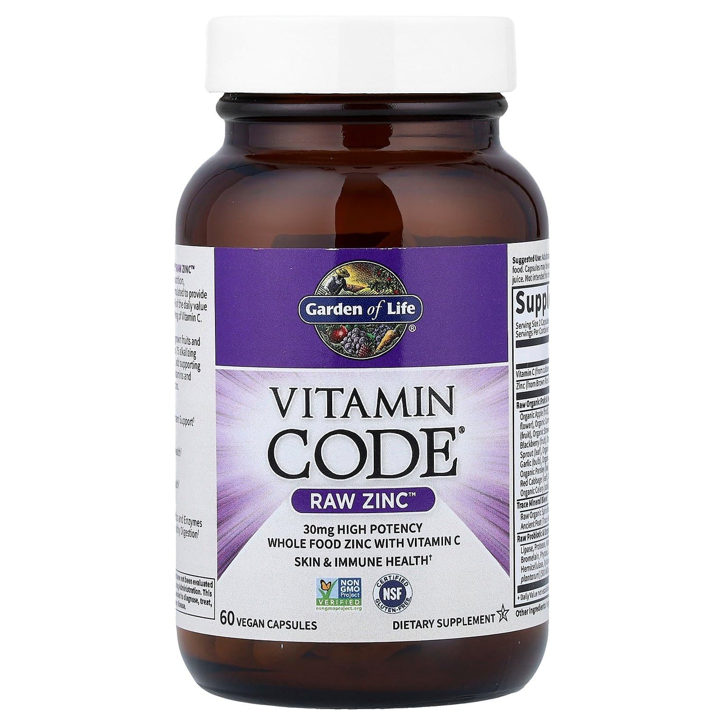 Garden of Life Zinc Supplements 30mg High Potency Raw Zinc and Vitamin C Multimineral Supplement, Vitamin Code Vitamins Trace Minerals & Probiotics - PrimeBioHealth - canada supplements