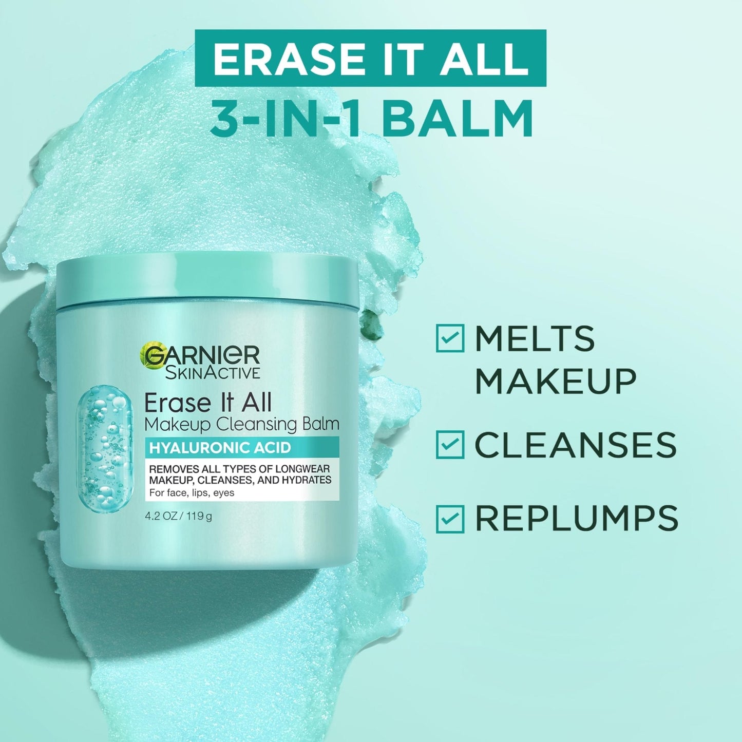 Garnier Erase It All Makeup Cleansing Balm with Hyaluronic Acid, Replumping Facial Cleanser and Makeup Remover, 4.2 Oz - PrimeBioHealth - canada supplements