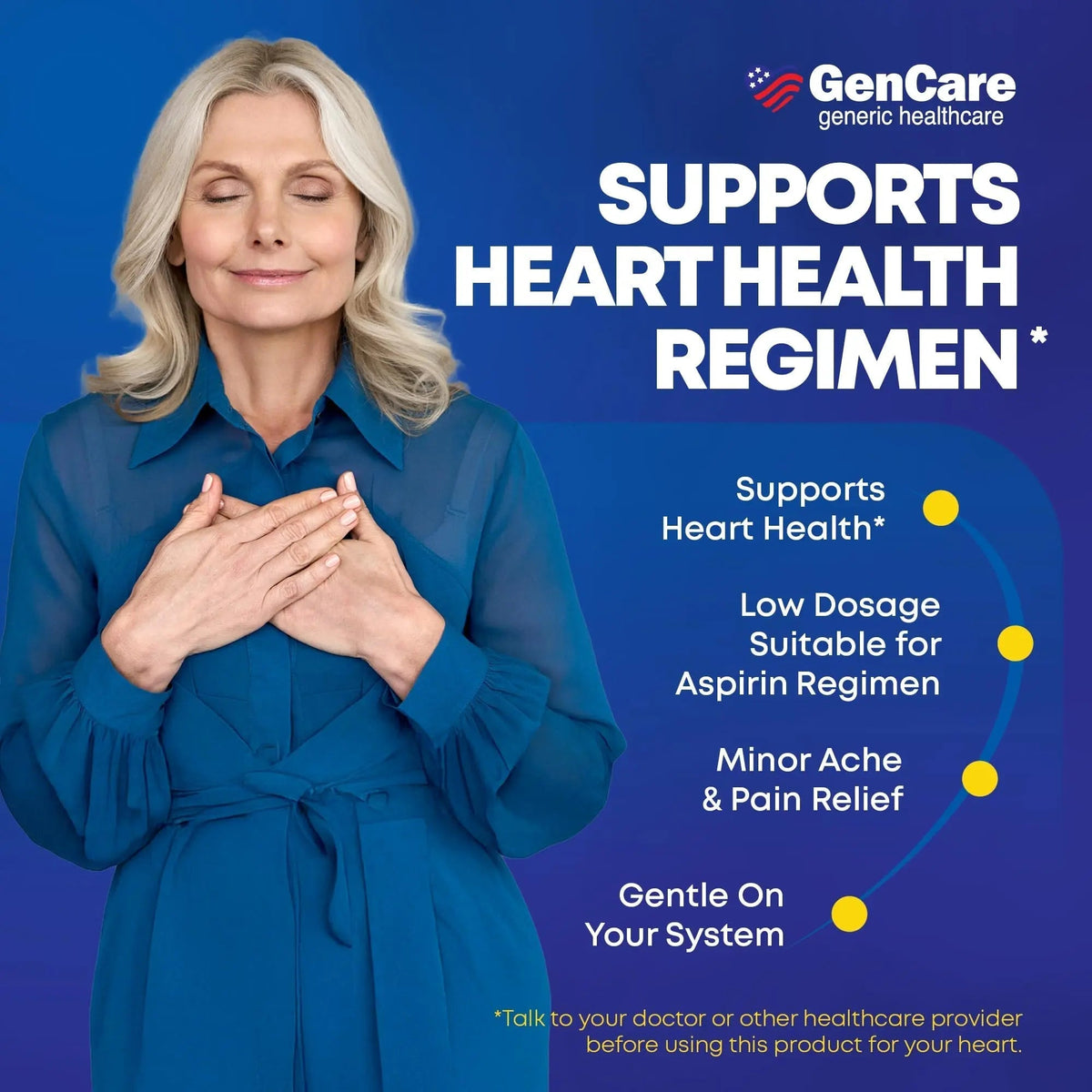 GenCare - Low Dose Aspirin 81mg for Adults Coated (NSAID) 500 Tablets | Adult Low Dose | Enteric Coated Aspirin Pills | Muscle Pain & Menstrual Pain Relief | Fever Reducer | Generic Bayer - PrimeBioHealth - canada supplements