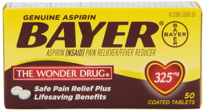 Genuine Bayer Aspirin 325mg Tablets, 50-Count (Pack of 2) - PrimeBioHealth - canada supplements