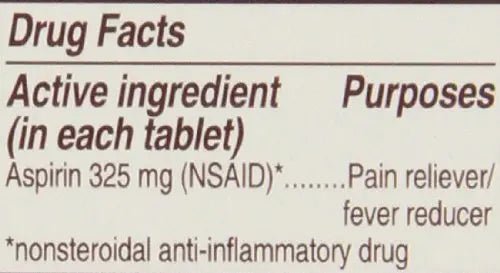 Genuine Bayer Aspirin 325mg Tablets, 50-Count (Pack of 2) - PrimeBioHealth - canada supplements