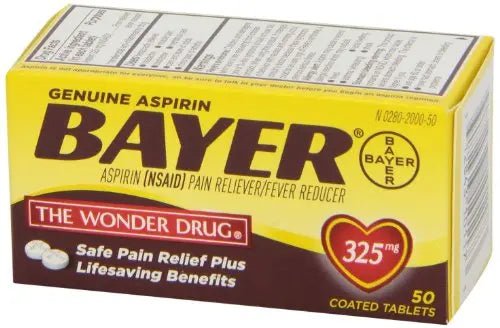 Genuine Bayer Aspirin 325mg Tablets, 50-Count (Pack of 2) - PrimeBioHealth - canada supplements