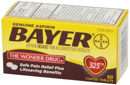 Genuine Bayer Aspirin 325mg Tablets, 50-Count (Pack of 2) - PrimeBioHealth - canada supplements